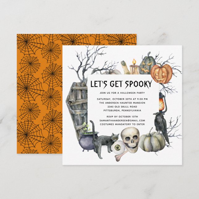 Spooky Vintage Gothic Halloween Party  Invitation (Front/Back)