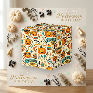 Spooky Vintage Halloween Pumpkin Birthday Pattern Favour Box