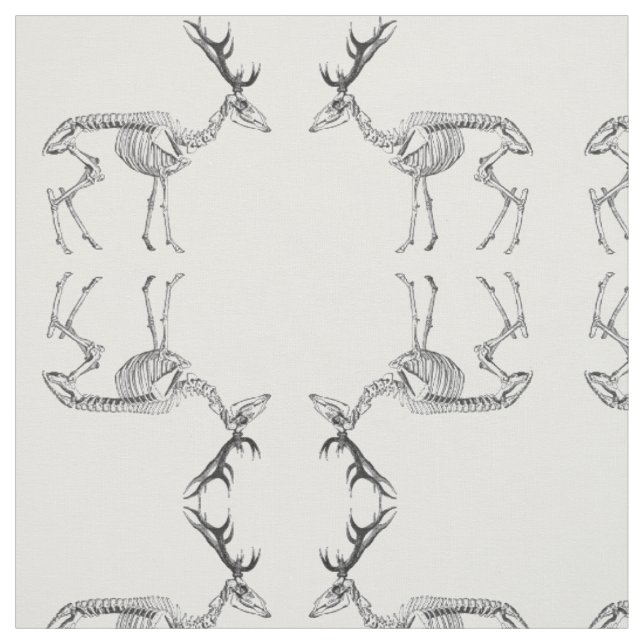Spooky vintage skeleton reindeer drawing fabric (Swatch)