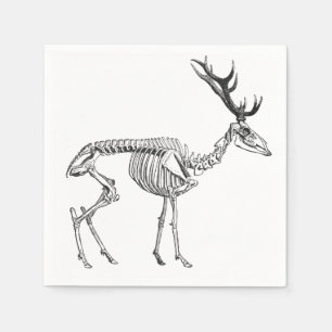 Spooky vintage skeleton reindeer drawing napkin