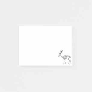 Spooky vintage skeleton reindeer drawing post-it notes