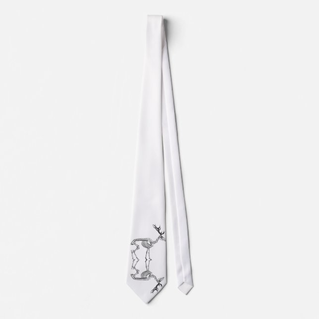 Spooky vintage skeleton reindeer drawing tie (Front)
