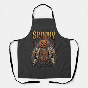 Spooky Vires Halloween Pumpkin Head Holding Eyebal Apron