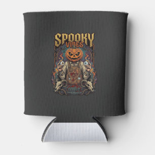 Spooky Vires Halloween Pumpkin Head Holding Eyebal Can Cooler