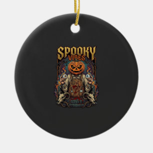 Spooky Vires Halloween Pumpkin Head Holding Eyebal Ceramic Tree Decoration