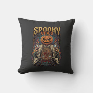 Spooky Vires Halloween Pumpkin Head Holding Eyebal Cushion