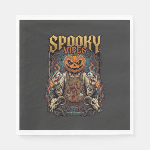 Spooky Vires Halloween Pumpkin Head Holding Eyebal Napkin