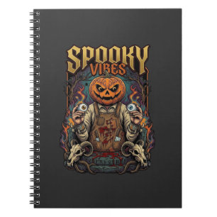 Spooky Vires Halloween Pumpkin Head Holding Eyebal Notebook