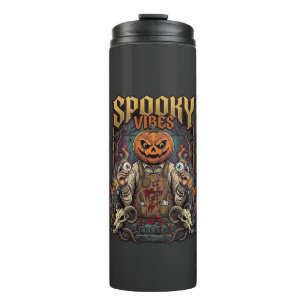 Spooky Vires Halloween Pumpkin Head Holding Eyebal Thermal Tumbler
