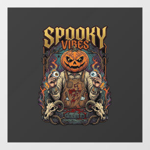 Spooky Vires Halloween Pumpkin Head Holding Eyebal Window Cling