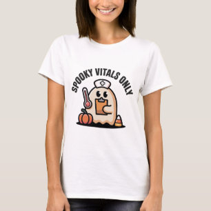 Spooky Vitals Only Ghost Nurse Halloween T-Shirt