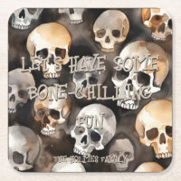 Spooky Watercolor Skulls Halloween Monogram