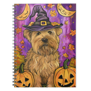 Spooky Wheaten Terrier Dog Halloween Witch Pumpkin Notebook