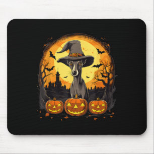 Spooky Whippet Dog Witch Halloween Mouse Mat