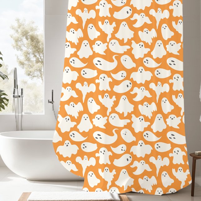 Spooky White Ghost Halloween Shower Curtain (Creator Uploaded)