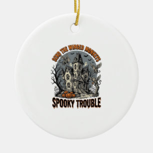 Spooky Winged Monkeys Haunted Halloween Shirt_1 Ceramic Tree Decoration