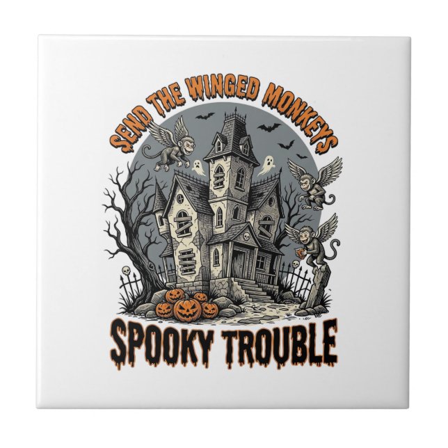 Spooky Winged Monkeys Haunted Halloween Shirt_1 Tile (Front)