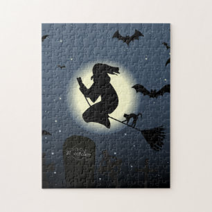 Spooky Witch and Bats Jigsaw Puzzle
