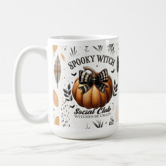 Spooky Witch Coffee Mug – Fall Pumpkin Design (Left)