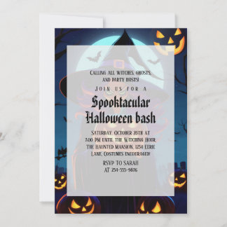 Spooky witch Gothic Halloween party Invitation