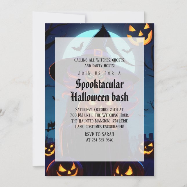 Spooky witch Gothic Halloween party Invitation (Front)