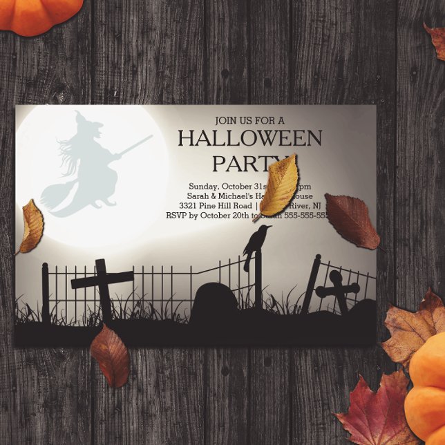 Spooky Witch Graveyard Halloween Party Invitation (Creator Uploaded)