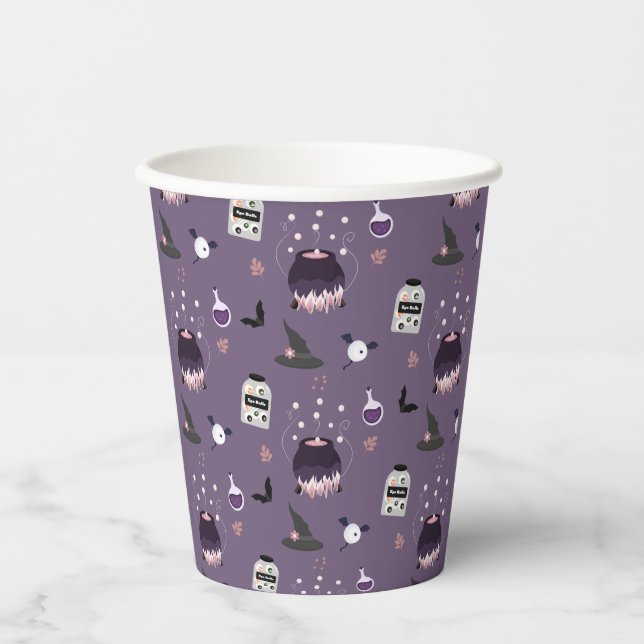 Spooky witch Halloween Birthday Party  Paper Cups (Front)
