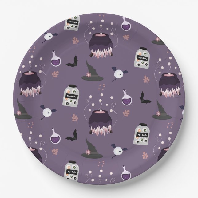 Spooky witch Halloween Birthday Party  Paper Plate (Front)
