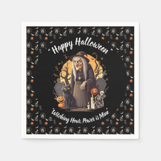 🍽️ Spooky Witch Halloween Napkins 🎃 Black 👻