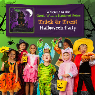Spooky Witch Haunted House Trick or Treat Welcome Banner