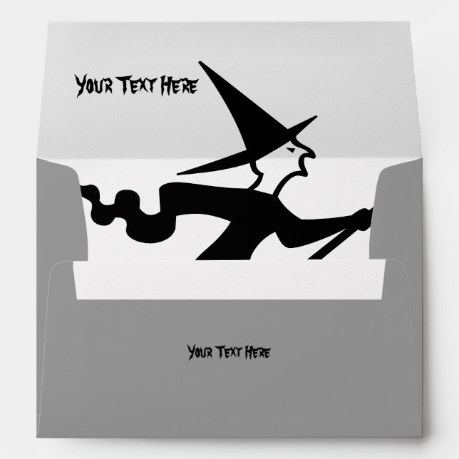 spooky witch on broomstick for halloween  envelope (Back (Bottom))