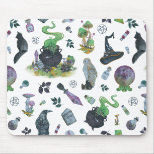 Spooky Witch Pattern Mouse Mat
