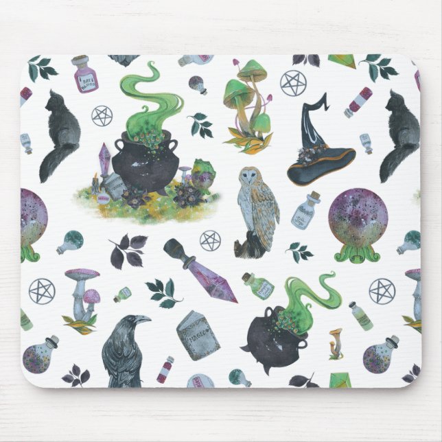 Spooky Witch Pattern Mouse Mat (Front)