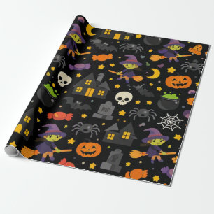 Spooky Witch & Spider Halloween Wrapping Paper
