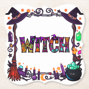 Spooky Witch Vibes Creepy Paper Coaster