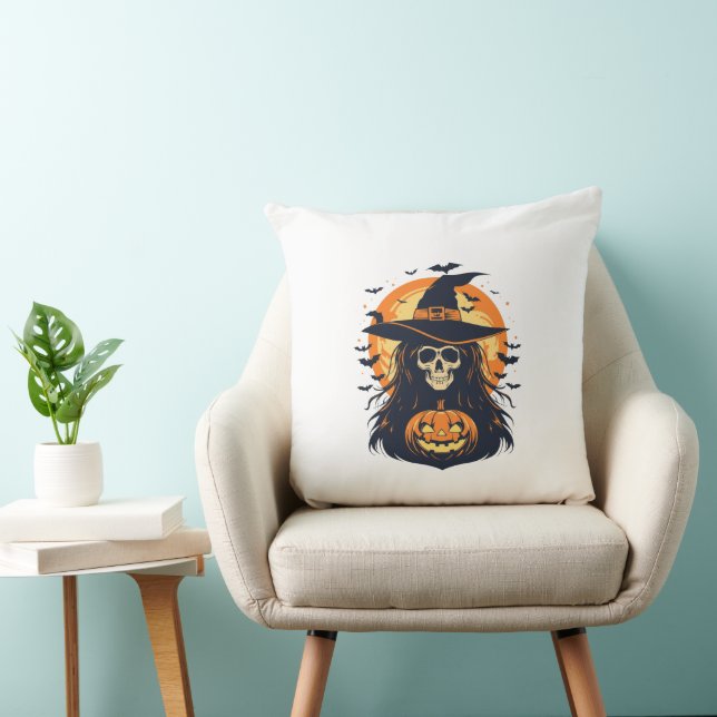 Spooky witch with a pumpkin cushion (Chair)