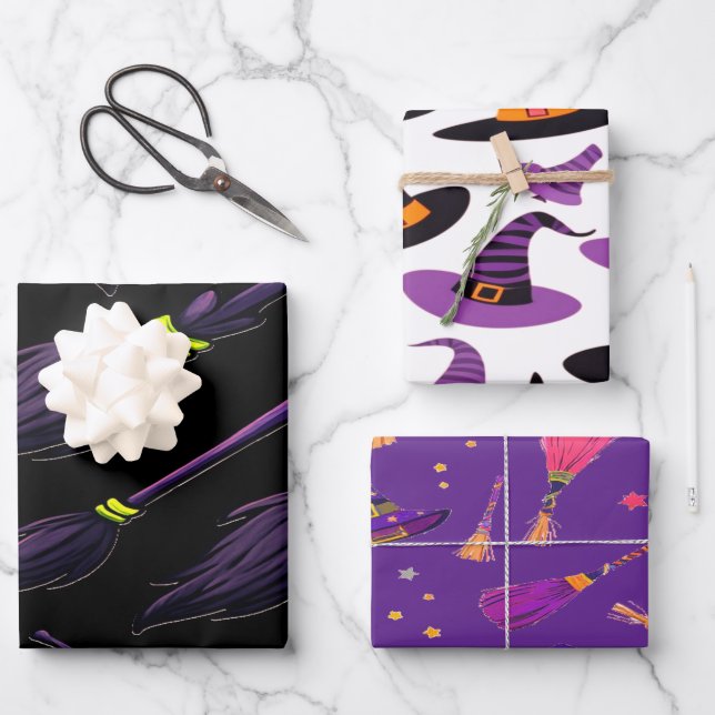 Spooky Witch Wrapping Paper Creepy Cute (Front)