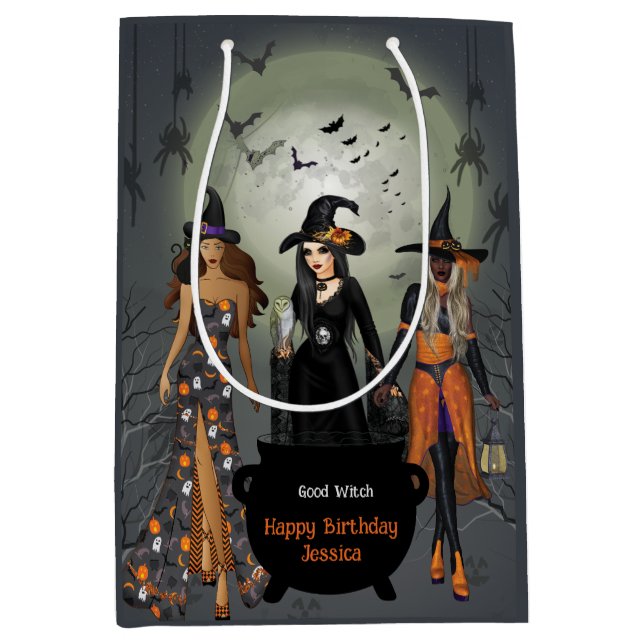Spooky Witches Halloween Party  Medium Gift Bag (Front)