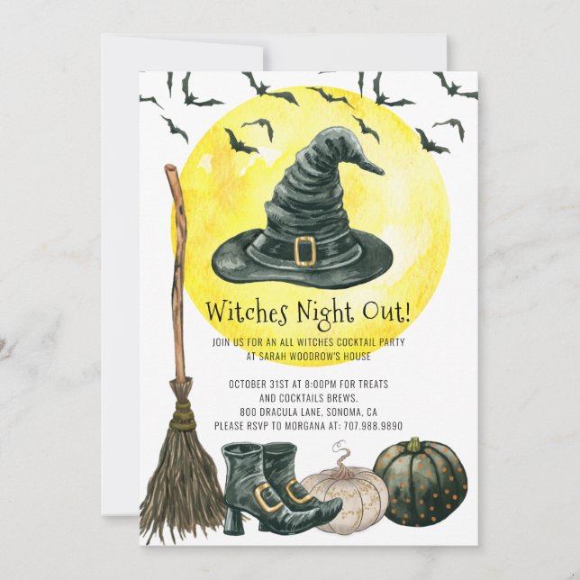 Spooky Witches Night Out Halloween  Invitation (Front)