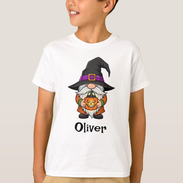 Spooky Wizard Gnome Halloween T-Shirt (Front)