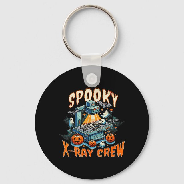 Spooky X-ray Crew Skeleton Ghost Halloween Key Ring (Front)