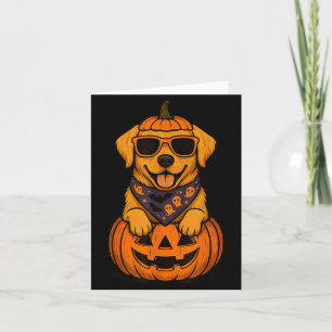 Spooky Yellow Labrador Retriever Pumpkin Halloween Card