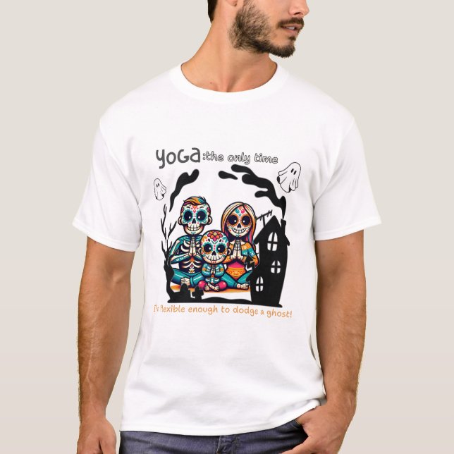 Spooky Yoga Skeleton Family T-Shirt (Front)