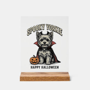 Spooky Yorkie Halloween Dog Vintage Shirt Design_1 Acrylic Sign