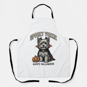 Spooky Yorkie Halloween Dog Vintage Shirt Design_1 Apron
