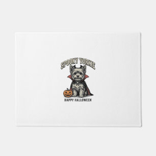 Spooky Yorkie Halloween Dog Vintage Shirt Design_1 Doormat
