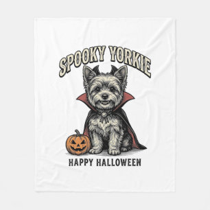 Spooky Yorkie Halloween Dog Vintage Shirt Design_1 Fleece Blanket