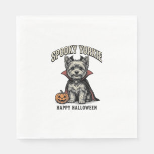 Spooky Yorkie Halloween Dog Vintage Shirt Design_1 Napkin