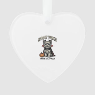 Spooky Yorkie Halloween Dog Vintage Shirt Design_1 Ornament