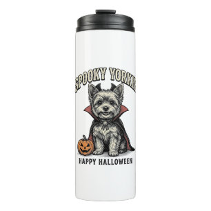 Spooky Yorkie Halloween Dog Vintage Shirt Design_1 Thermal Tumbler